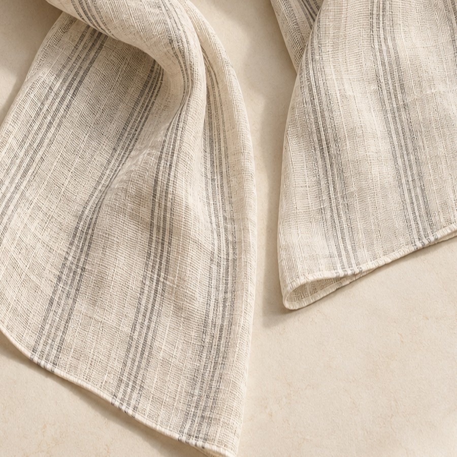 Quiet Stripe Linen Scarf weave and edge detail