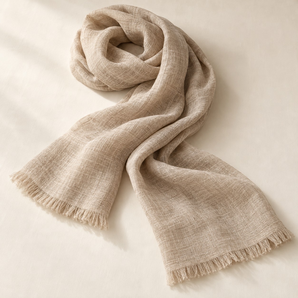 Natural flax beige Still Linen Scarf