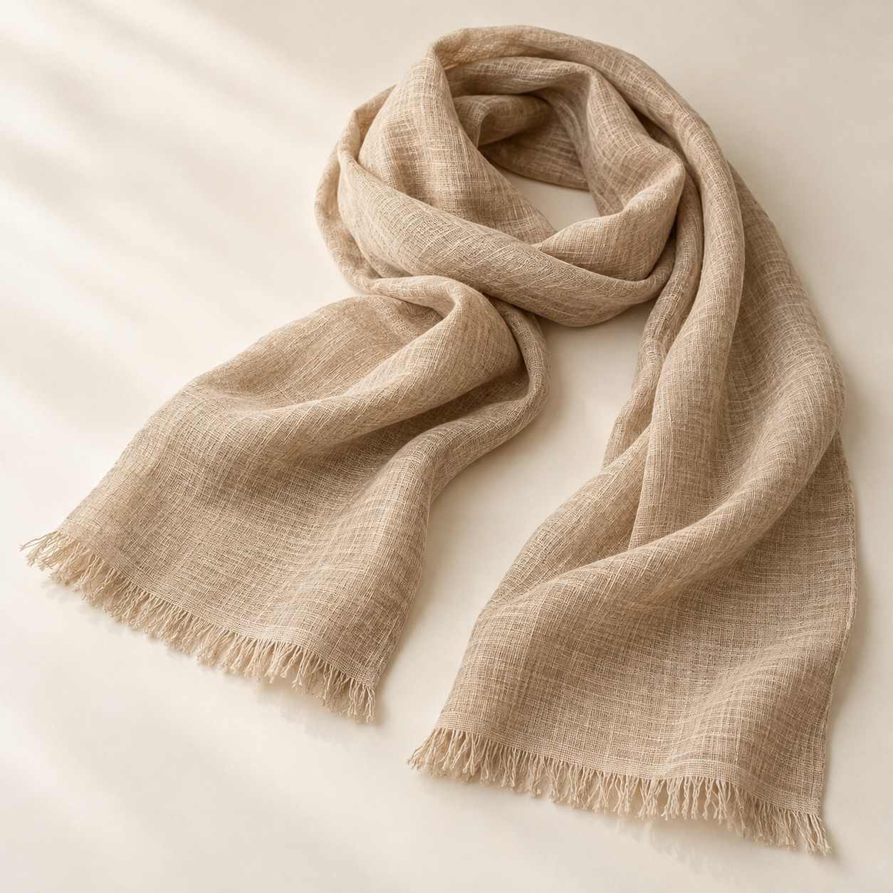 Light sandy tan Dune Linen Scarf