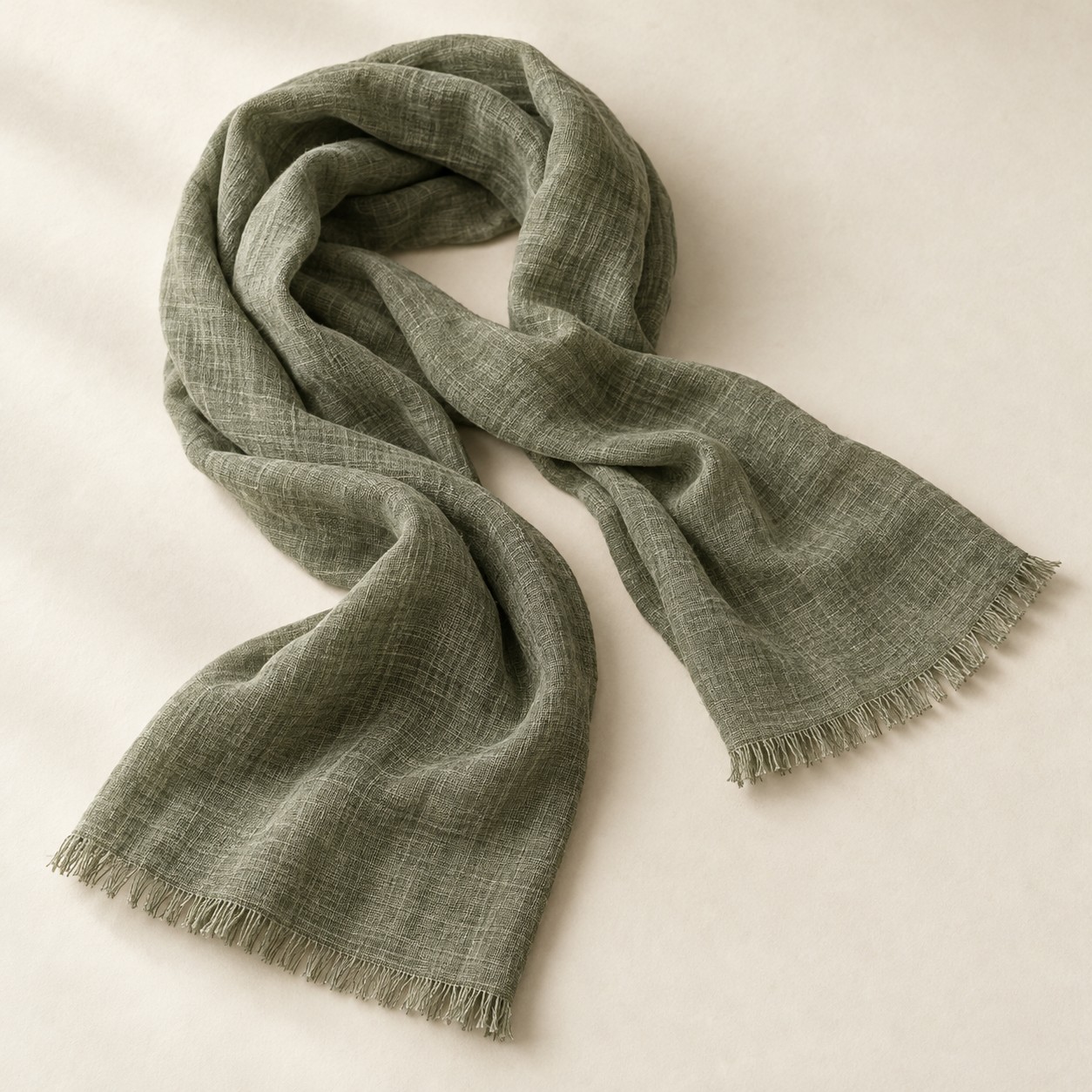 Muted sage green Moss Linen Scarf